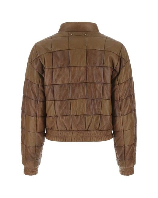 Golden Goose Deluxe Brand Brown Leather Padded Jacket Golden Goose Deluxe Bra