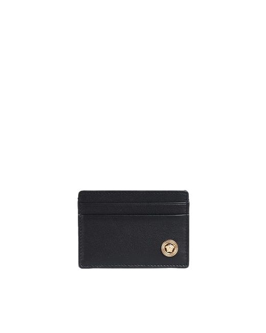Versace Leather Medusa Biggie Cardholder in Black, Gold (Black) for