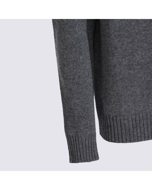 Seven Gauge Gray Wool Knitwear for men