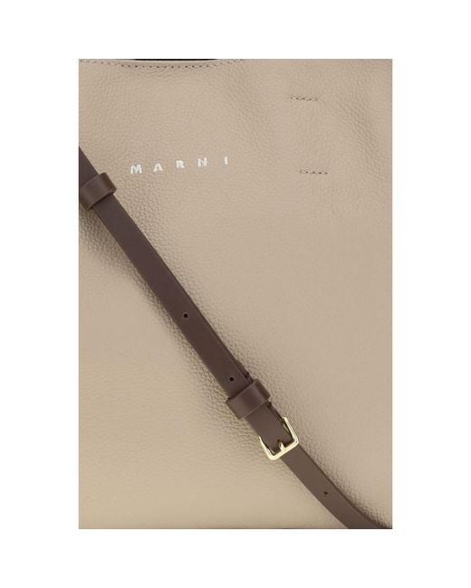 Marni Natural Beige Calf Leather Bos Taurus Shoulder Bag