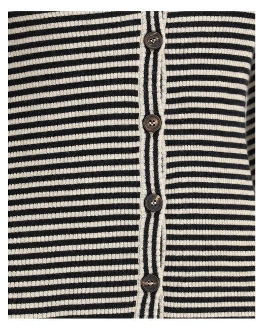 Brunello Cucinelli Black Striped Cardigan