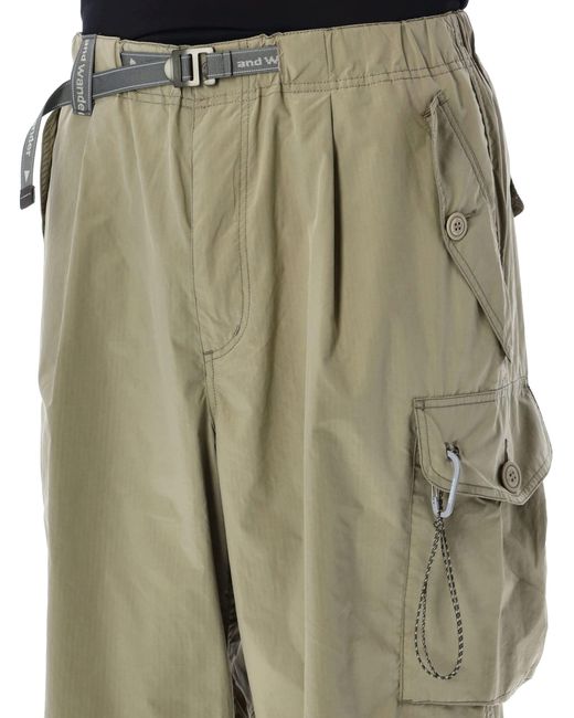 And Wander Green Oversized Cargo Pants for men
