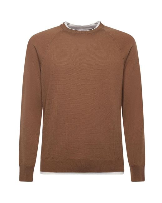 Eleventy Brown Sweaters Virgin Wool for men