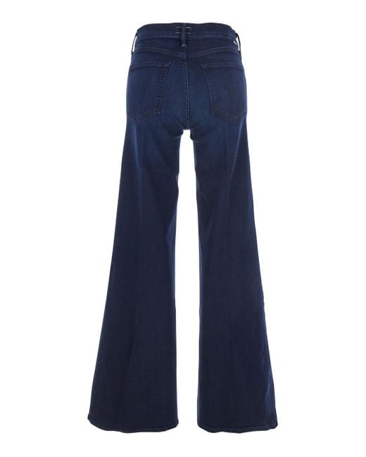 Mother Blue 'The Twister Sneak' Jeans With Belt Loops And Wide Leg