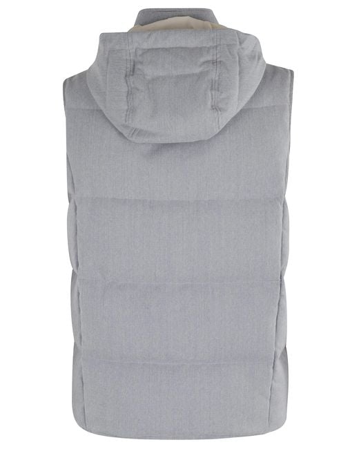 Eleventy Gray Detachable Hood Vest for men