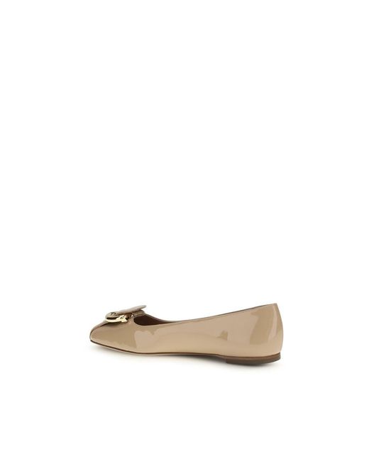 Ferragamo Natural Beige Calf Leather Bos Taurus Ballet Flats