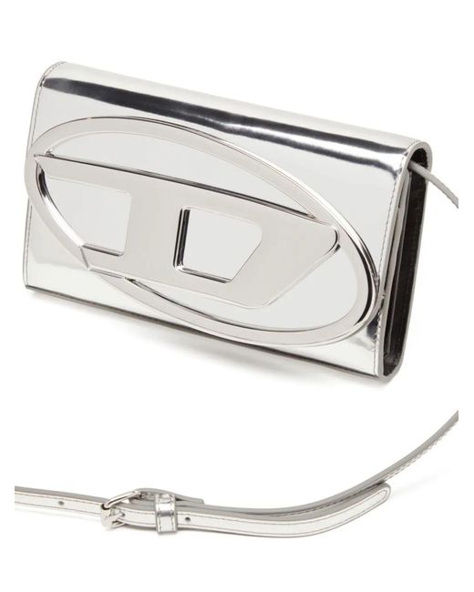 DIESEL White 1Dr Mirrored Leather Wallet