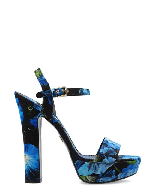 Dolce & Gabbana Bluebell Printed Charmeuse Platform Sandals