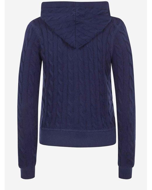 Polo Ralph Lauren Blue Cotton Sweatshirt With Corded Detail