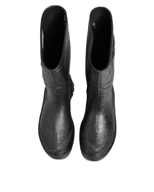 Dolce & Gabbana Black Waterproof Rain Boots for men