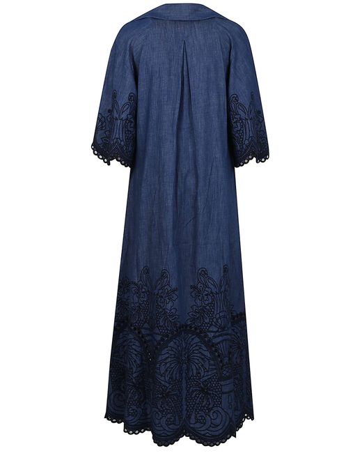 Zimmermann Coco Embroidered Denim Dress in Blue | Lyst