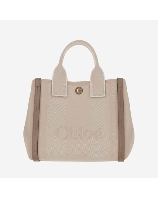 Chloé Natural Chloé Carry Small Canvas Tote Bag