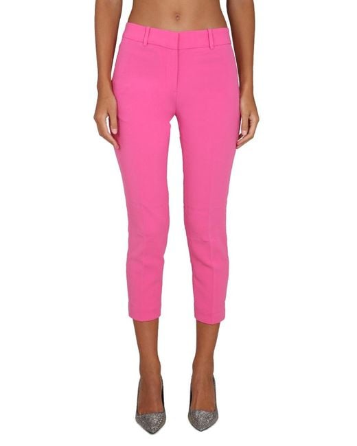 MICHAEL Michael Kors Pink Cropped Pants With Concealed Closure Triacetate Trousers