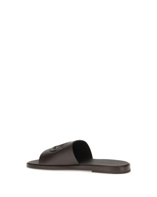 Dolce & Gabbana Black Sandals Embossed Logo Calf Leather for men