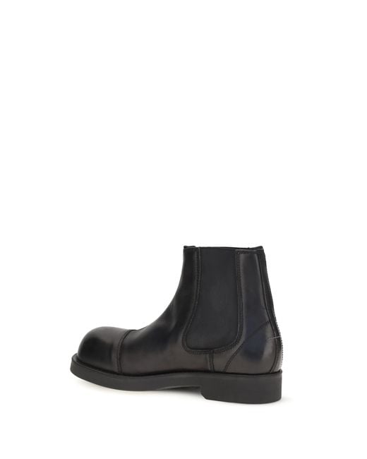 MM6 by Maison Margiela Black Chelsea Biker Boots Calf Leather Bos Taurus for men