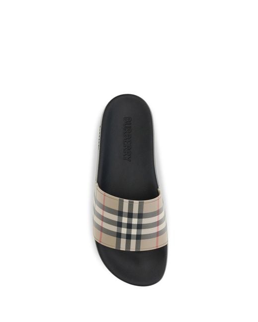 Burberry White Check Slides Rubber Sandal for men