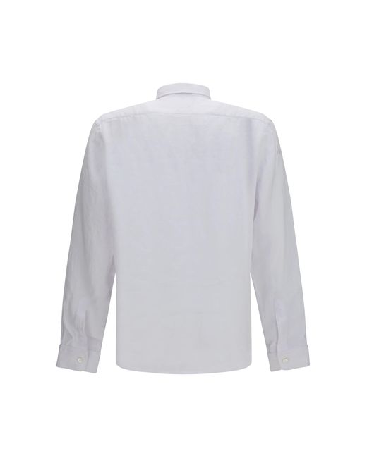 Boss White Regular-Fit Linen Shirt for men