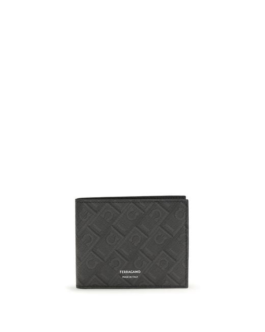 Ferragamo Black Wallet Monogram Calf Leather Umbrellas for men