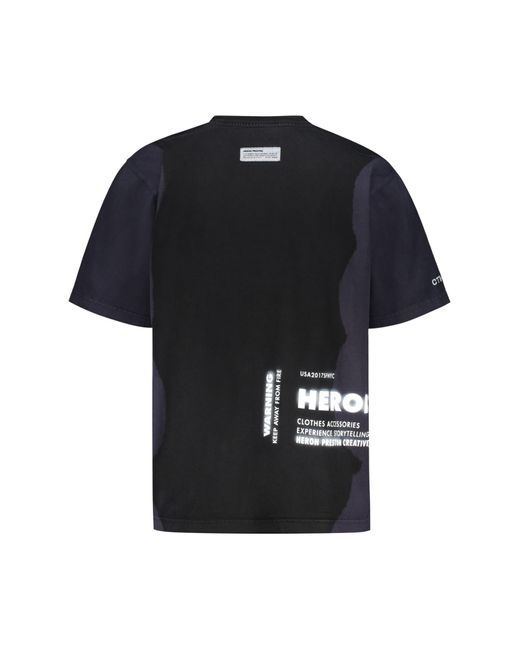 Heron Preston Black X Cat Printed Cotton T-Shirt for men