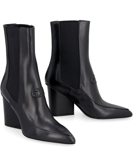 Ferragamo Black Gancini Ankle Boots