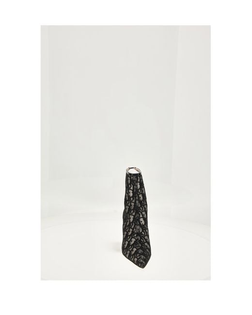 Dior White Oblique Bootie Technical Fabric And Leather Boot