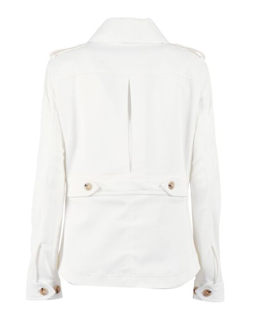 Fay White Shirt Gancio Jacket Cotton Elastane