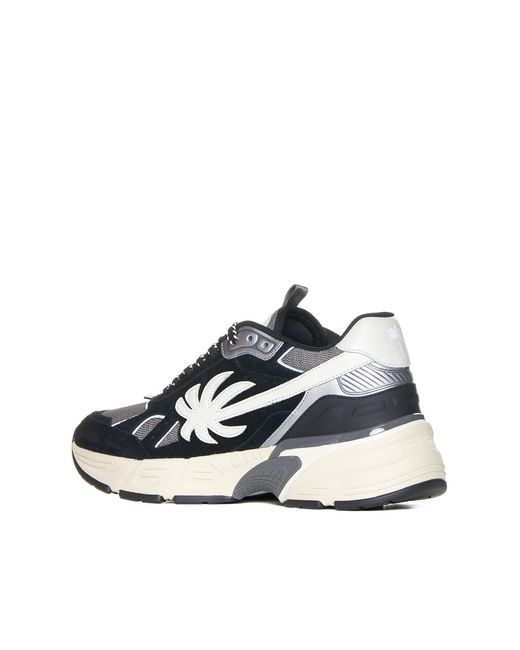 Palm Angels Blue Palm Runner Mix Materials Sneakers for men