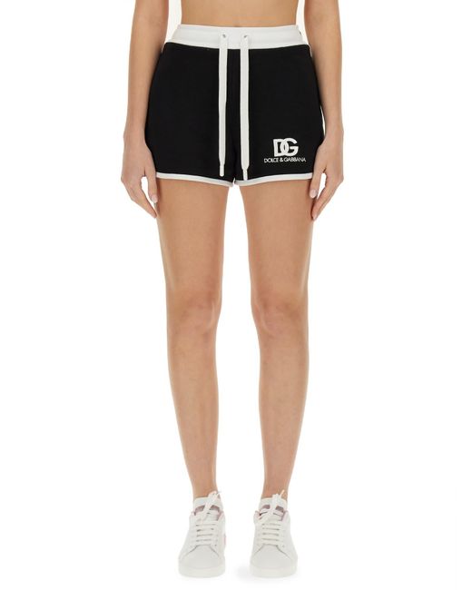 Dolce & Gabbana Black Shorts With Logo Embroidery