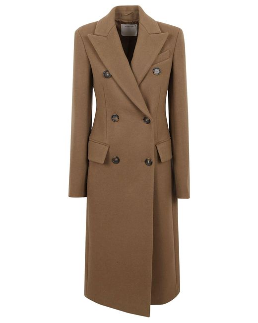 Sportmax Brown Double-breasted Long-sleeved Coat