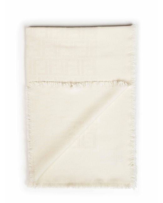 Fendi Natural Square Shawl Cotton Scarf