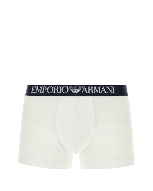 Emporio Armani White Cotton Boxer Set for men