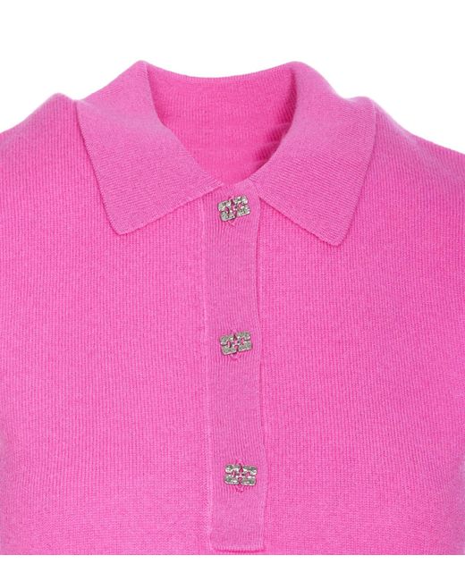 Ganni Pink T-shirts And Polos