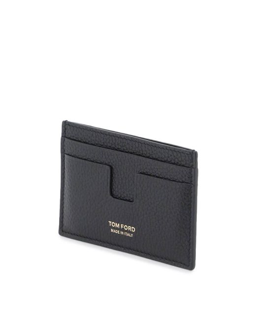 Tom Ford Black Grained Leather Card Holder for men