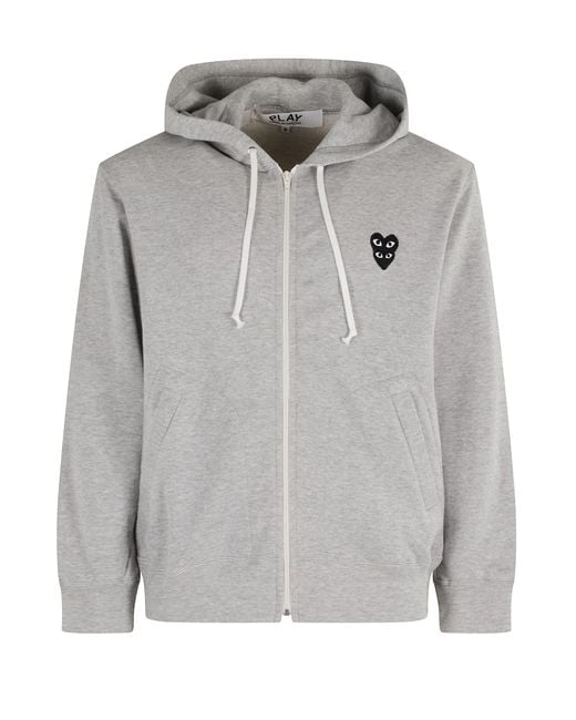 COMME DES GARÇONS PLAY Gray Sweatshirt Double Emblem for men