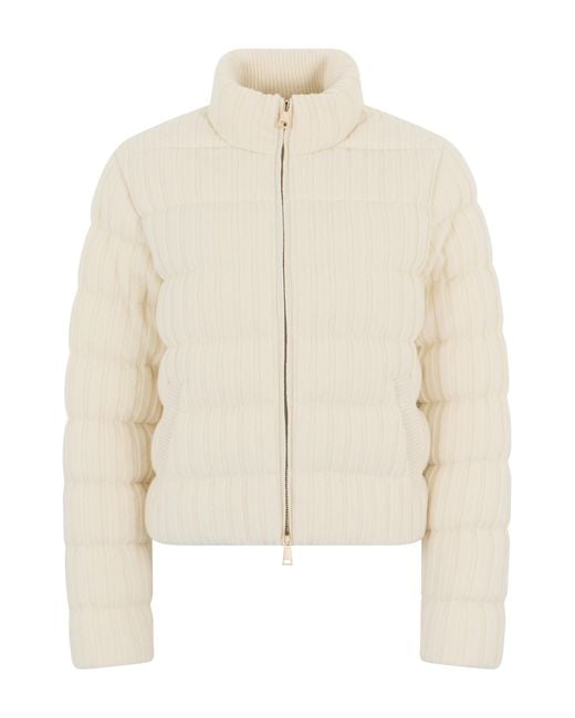 Moncler Natural Down Jacket Wool And Cashmere Virgin Puffer