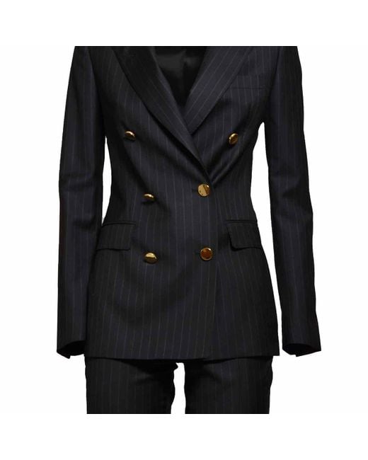 Tagliatore Black Double-breasted Two-piece Suit Set