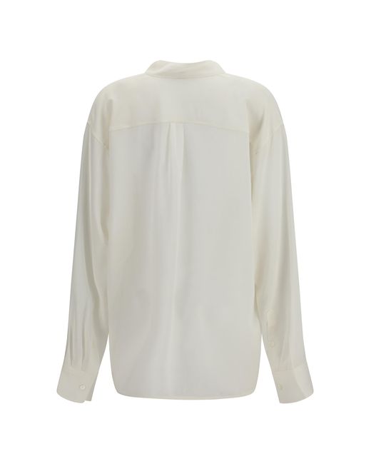 Totême White Shirt Layered Collar Viscose