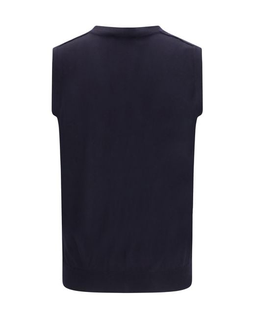 Aragona Cashmere Blue Merino Wool Vest Ovis Aries Knitwear for men