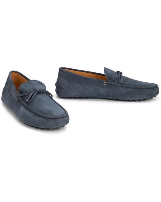 Tod's Blue Suede Loafers Leather for men