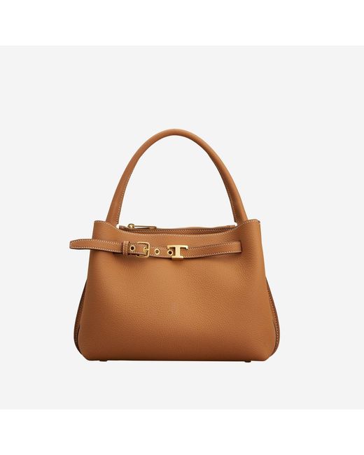 Tod's Brown Tim Top Handle Leather Bag Calfskin Shoulder