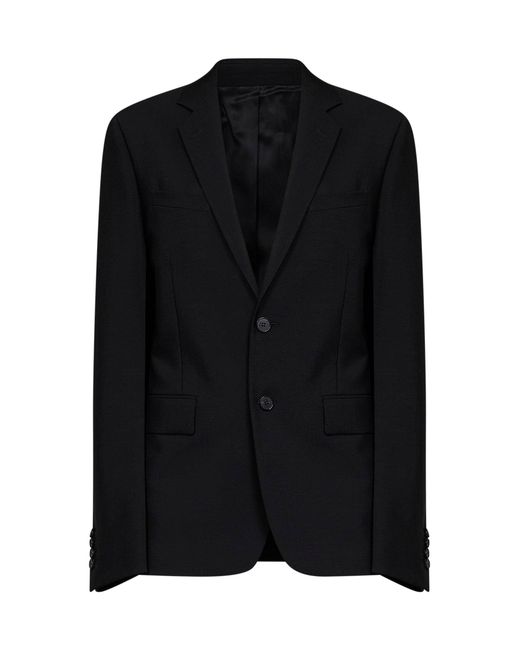 Fendi Black Single-Breasted Mohair Blazer Jacket