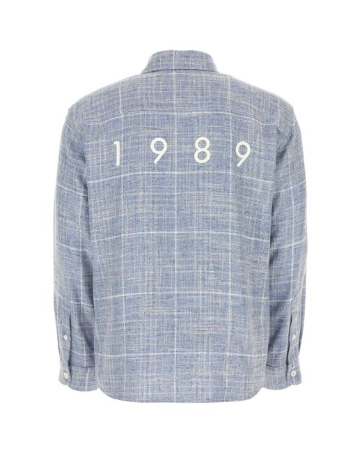 1989 STUDIO Blue Embroidered Flanel Shirt for men
