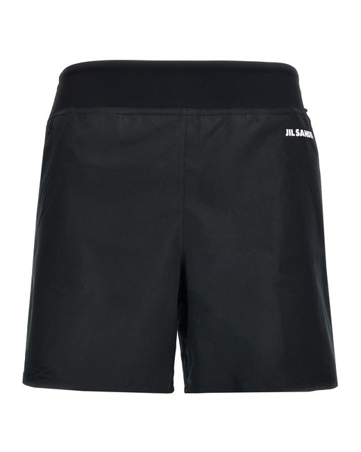Jil Sander Black Shorts With Printed Logo