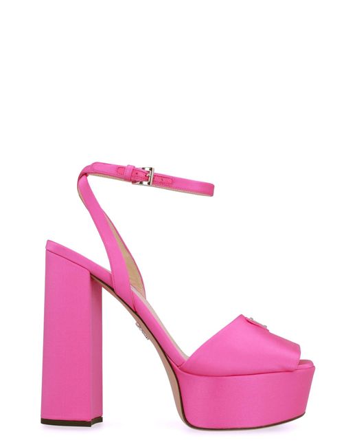 Prada Pink Satin Platform Sandals 135