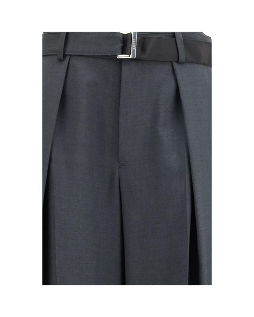 Sacai Gray Polyester Casual Pants