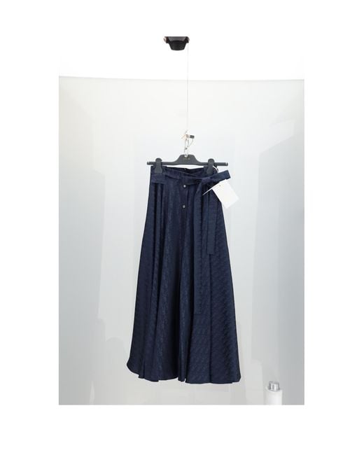 Dior Blue Skirt Oblique Ton Sur Silk