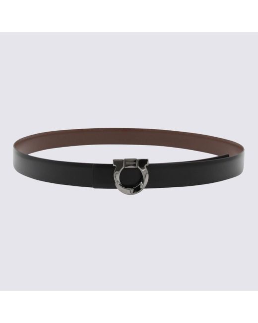 Ferragamo Black And Brown Leather Reversible Gancini Belt for men