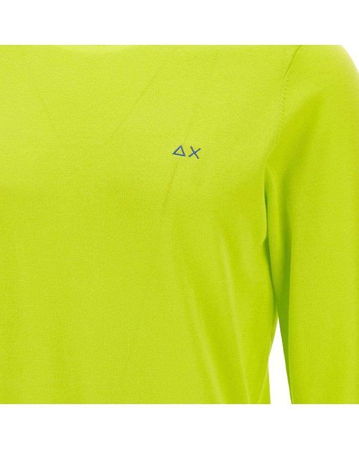 Sun 68 Green Solid Cotton Sweater for men