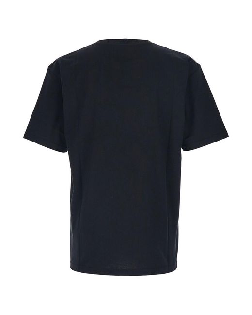 Valentino Black Crewneck T-Shirt With Front Print Cotton T-Shirts for men
