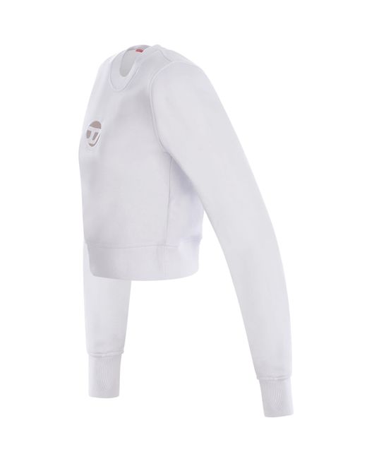 DIESEL White Sweatshirt F-slimmy-od In Fleece Cotton
